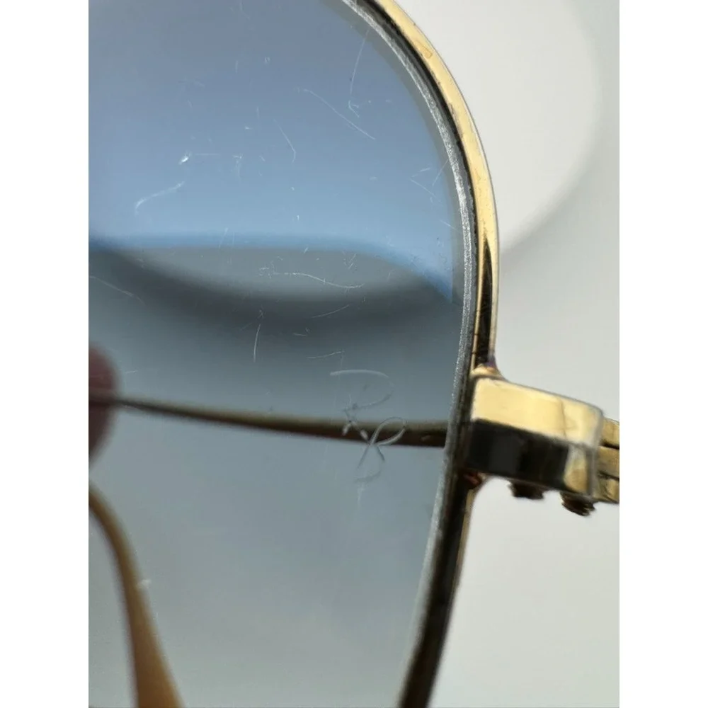 Ray Ban Aviator RB3025 Gold Frame Blue Lenses 58[]14 With Case *Flaws*